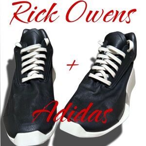 AUTHENTIC RICK OWENS x ADIDAS Level Runner Black and White Men's Sneakers